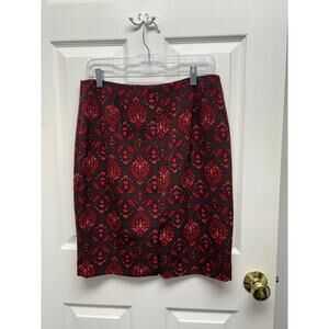 Ann Taylor Factory Skirt Red Eggplant Floral Womens 10 p
